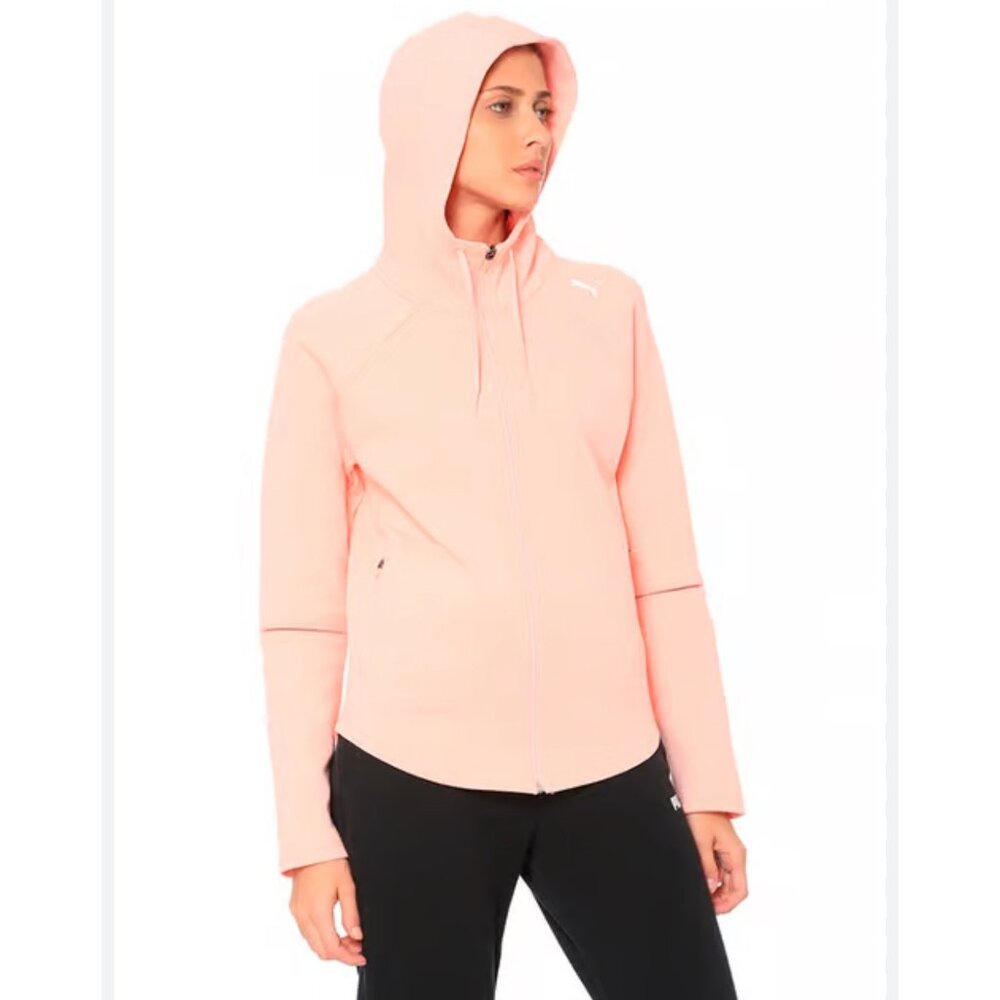 Puma Womens Peach Hoodie Jacket L Lightweight Casual Keeps You Dry Athleisure